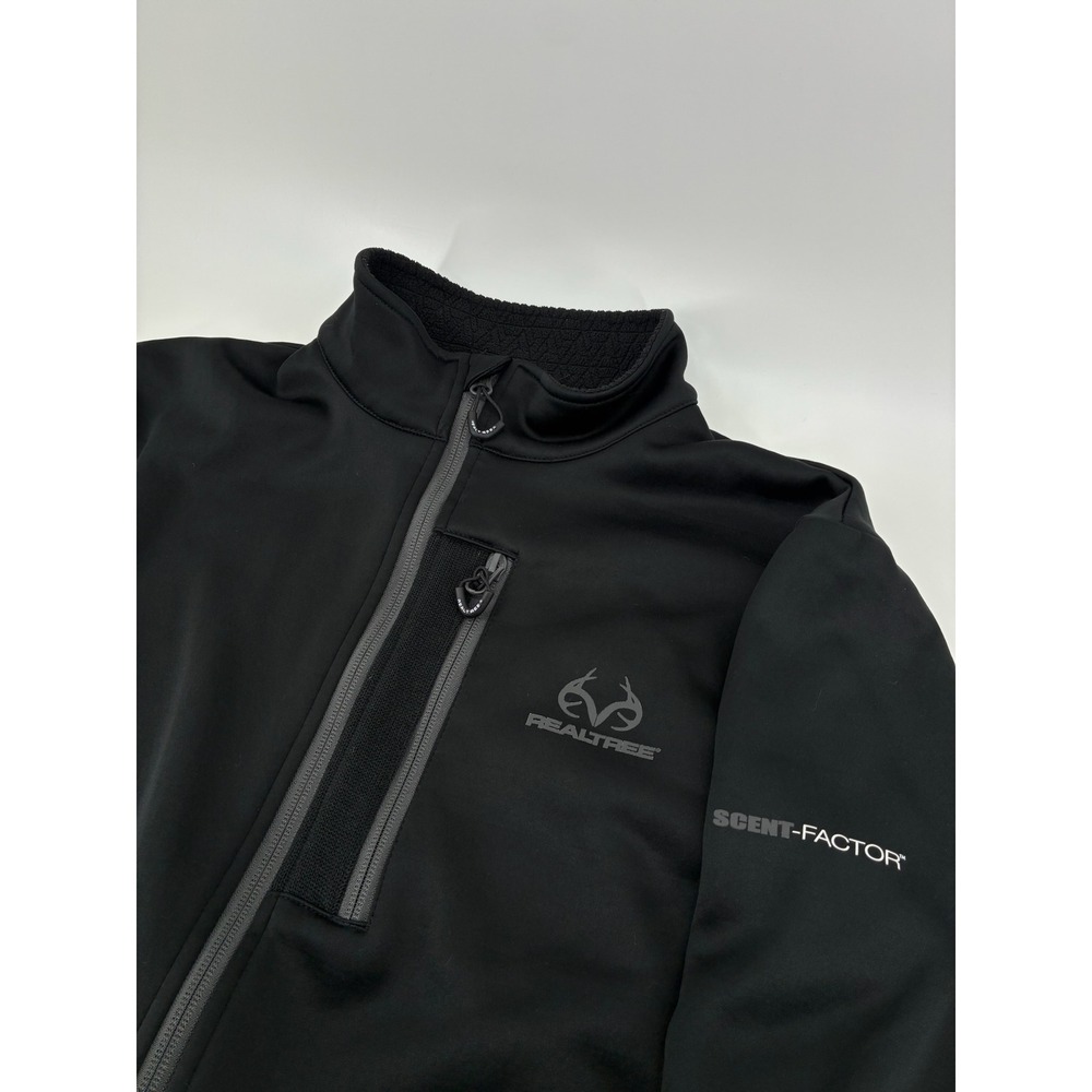 Realtree Scent-Factor Mens Softshell Jacket Black Full Zip Hunting TJ10021 Small